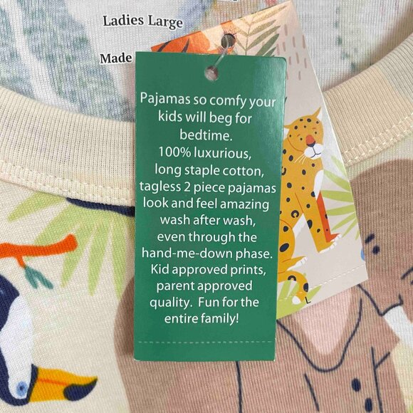 Landry's NWT Jungle Party Long Sleeve Cotton Knit Pajama Set Womens Size L - Picture 4 of 13
